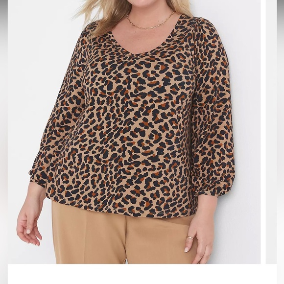 Lane Bryant Leopard Print V-Neck Women's Top - Picture 1 of 6